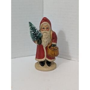 Vintage 1999 Vaillancourt Folk Art Chalkware Small Red Father Christmas Figure